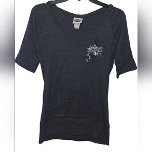 ​🖤 Vintage Y2K Harley-Davidson Short Sleeve Hoodie shirt Medium 🏍️